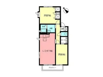 シエル Ⅵ(2LDK/1階)の間取り写真