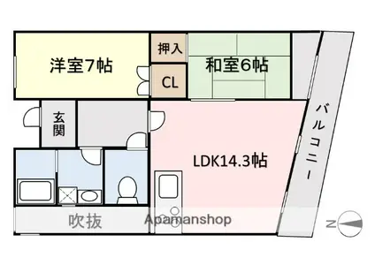 エルパティオ東海岸(2LDK/5階)の間取り写真