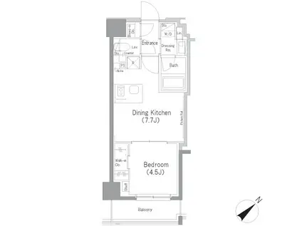 ザ・パークハビオ 横浜東神奈川(1DK/8階)の間取り写真