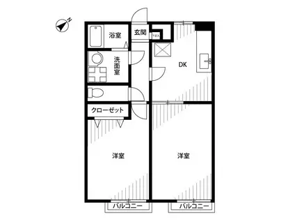 アムールライムⅡ(2DK/2階)の間取り写真