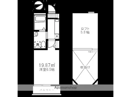 リブ白楽A(1K/3階)の間取り写真
