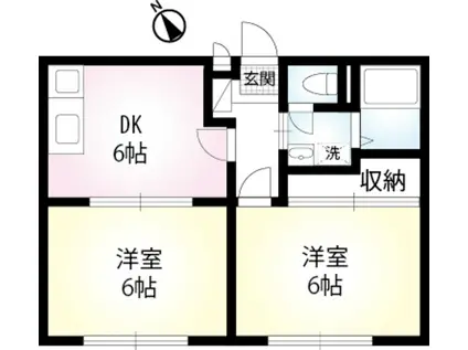 MELATI新大津(2DK/1階)の間取り写真