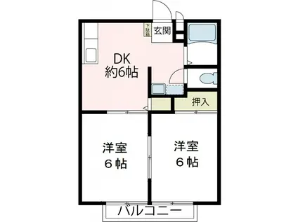 ルミエール泉A(2DK/1階)の間取り写真