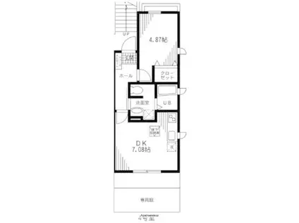 サニーヒル(1DK/2階)の間取り写真