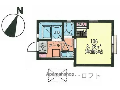 G・Aヒルズ東白楽(1K/1階)の間取り写真
