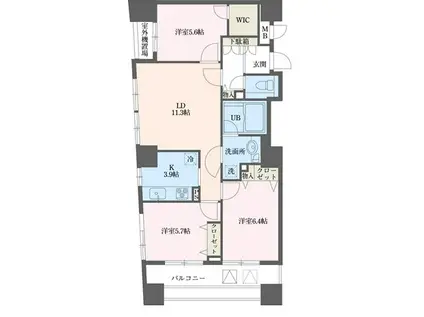 ドゥーエ横浜駅前(3LDK/9階)の間取り写真