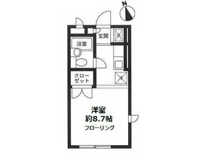 ドルフ綱島台(ワンルーム/1階)の間取り写真