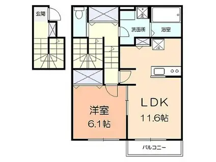 NUOVO VITTORIA(1LDK/2階)の間取り写真
