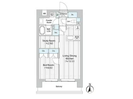 GOTEN武蔵小杉(2LDK/3階)の間取り写真
