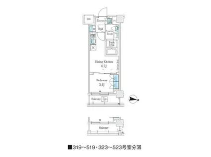 J.GRAN COURT 品川西大井ウエスト(1DK/3階)の間取り写真