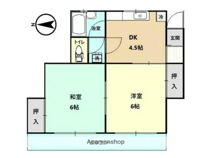 平和台コーポラス(2DK/1階)の間取り写真