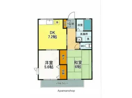 パシフィックハイツⅢ(2DK/1階)の間取り写真