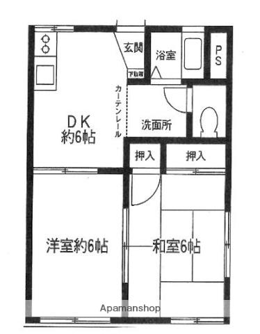 コーポ菫平(2DK/2階)の間取り写真