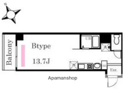 ブリティッシュクラブ山手(ワンルーム/6階)の間取り写真