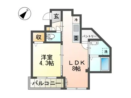 ナインチェ(1LDK/3階)の間取り写真