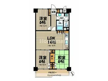 湘南グリーンハイツ 2号棟(3LDK/1階)の間取り写真