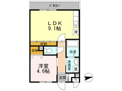 メゾンクレール(1LDK/3階)の間取り写真