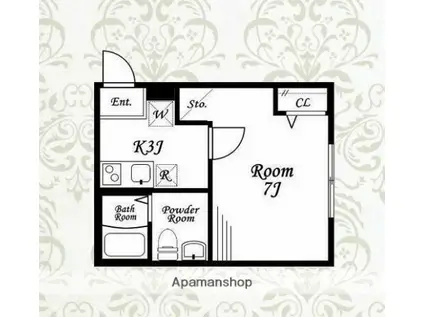 ミネット桜ヶ丘(1K/1階)の間取り写真