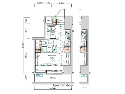 スクエアシティ横濱大通公園AZ(1K/5階)の間取り写真