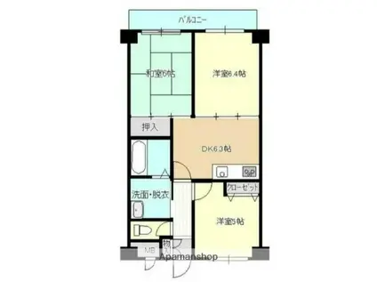 ボンノール新大津(3DK/2階)の間取り写真