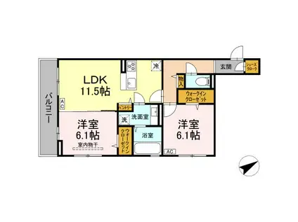 トレビ・フォンタナ(2LDK/3階)の間取り写真