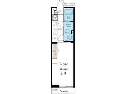 リブリ・T・S湘南台(1K/2階)の間取り写真