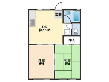 KNハイム(2DK/1階)の間取り写真