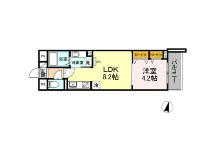 インコントリ(1LDK/3階)の間取り写真