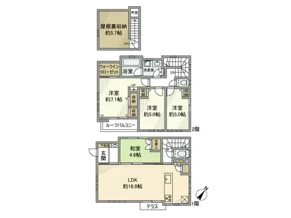 横浜市ブルーライン 片倉町駅 徒歩9分 2階建 築11年(4LDK)の間取り写真