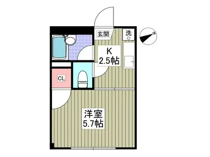 リエス伊勢原(1K/1階)の間取り写真