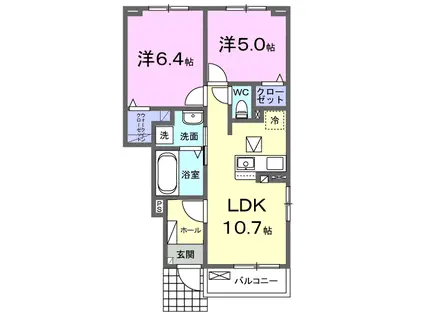 パークサイドアルモニー(2LDK/1階)の間取り写真