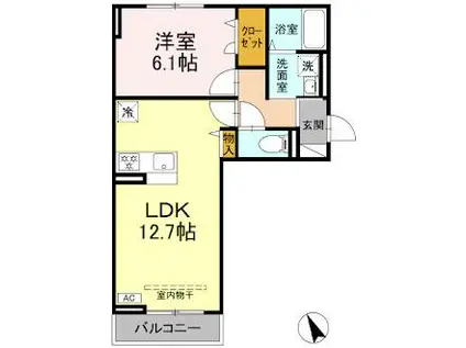 プランドール・さくら(1LDK/2階)の間取り写真