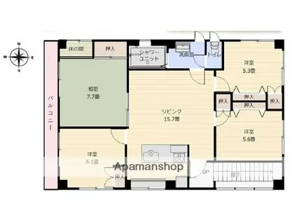 東急新横浜線 日吉駅(神奈川) 徒歩19分 3階建 築36年(4LDK)の間取り写真