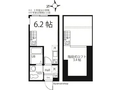 ハーミットクラブハウス下末吉(ワンルーム/2階)の間取り写真