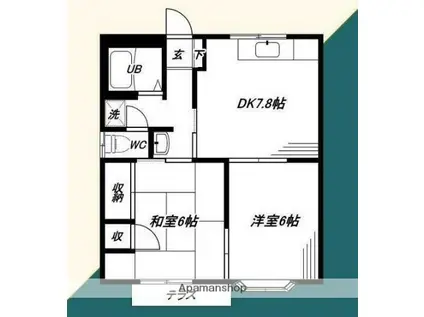 カーサプライム(2DK/1階)の間取り写真