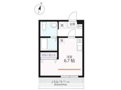 ハーミットクラブハウス 根岸2 A号棟(ワンルーム/3階)の間取り写真