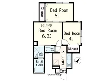 セブンパレス(3K/1階)の間取り写真