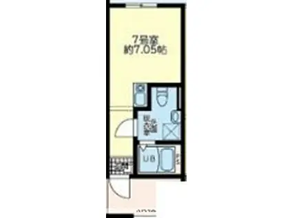 ノーステラス(ワンルーム/2階)の間取り写真