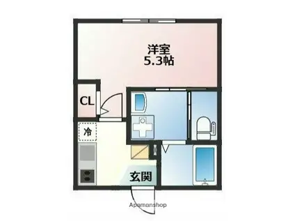 LINOA TSURUGAMINE(1K/2階)の間取り写真