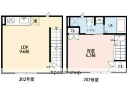 フェリオ小田急相模原(1LDK/2階)の間取り写真