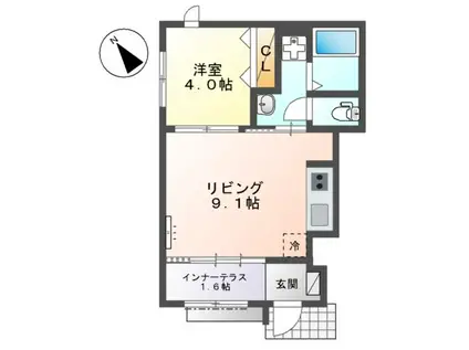 有馬8丁目アパート(1LDK/1階)の間取り写真