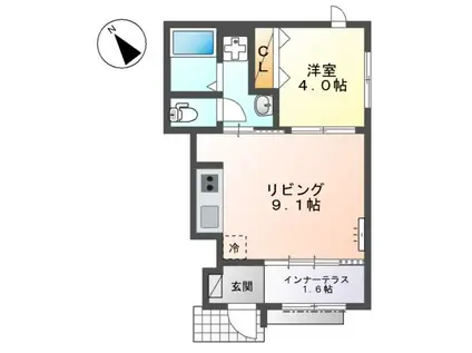 有馬8丁目アパート(1LDK/1階)の間取り写真