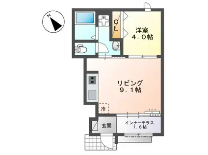 有馬8丁目アパート(1LDK/1階)の間取り写真