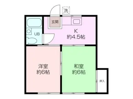 ヤマムラハイツ(2K/2階)の間取り写真