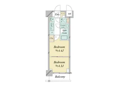 ドゥーエ新横浜(2K/2階)の間取り写真