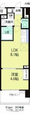 湘南辻堂駅前マンション(1LDK/3階)の間取り写真