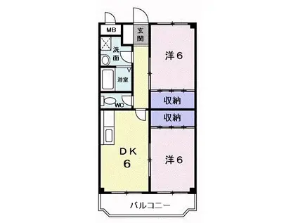 サンドリーム(2DK/3階)の間取り写真