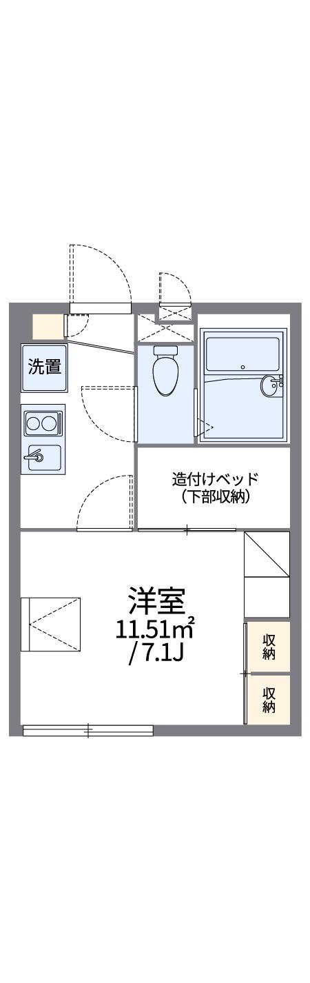 レオパレスSHIOKAZEⅡ(1K/1階)の間取り写真