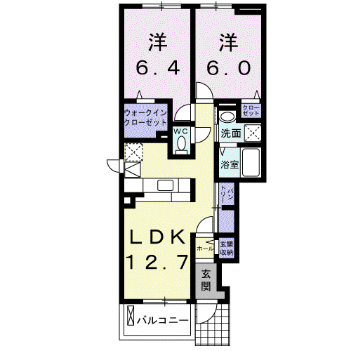 HILL MAISON HTⅡ(2LDK/1階)の間取り写真