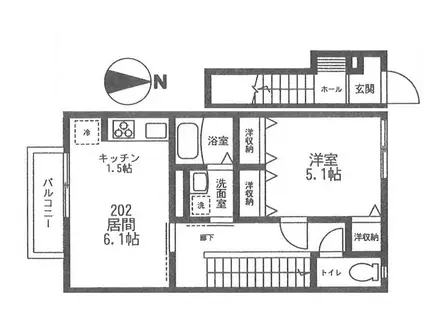カーサフォレスタ(1LDK/2階)の間取り写真